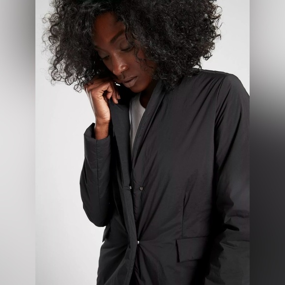 Athleta Evolution Blazer Jacket Button Pockets Water/Wind Resistant Black Small - Picture 3 of 6